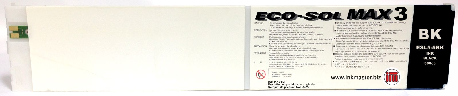 Cartuccia rigenerata ROLAND ECO-SOL MAX 3 BLACK per ROLAND BN-20 RF-640 SP-300i SP-540i VS-300i VS-540i VS-640i XR-640